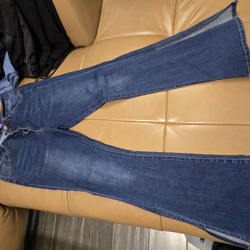 BAMBOO Dark Blue Flare Jeans - Picture 3 of 4
